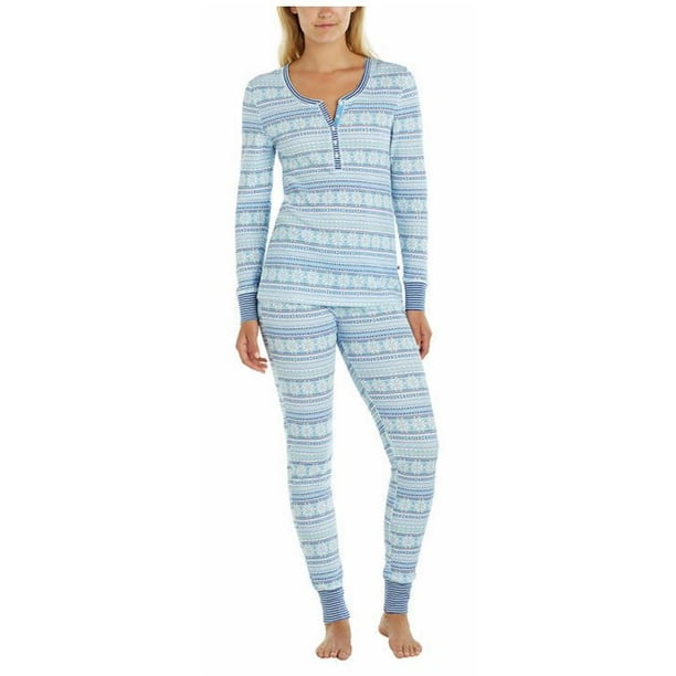 Blue Striped Long Sleeve Thermal Pajama Top/Pants Set XL Jane & Bleeker